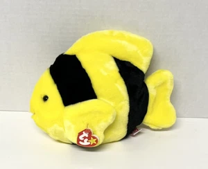 Ty Beanie Buddy Bubbles der tropische Fisch 10 Zoll Plüschtier gelb schwarz Stofftier - Bild 1 von 4