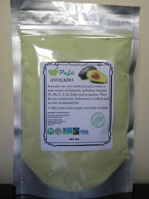 Aguacate fruta en polvo 8 oz 1/2 lb PAJE - vitaminas B5, B6, C, E, K, ácido fólico, potasio Foto 1 de 4