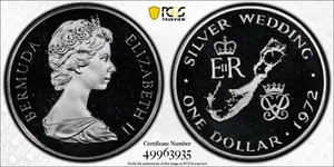 Bermuda 1972 Silver Wedding Silver $1 Dollar - PCGS PR68 - Picture 1 of 3