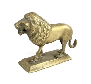 Old Brass Standing Lion Figure Desk Decorative Small Brass Animal Figure G7-1082 - Picture 1 of 8