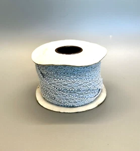 Vintage Roll Elastic Pale Blue Lace Panties Nightie Negligee Trim Machine Made - Picture 1 of 7
