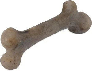 Pet Qwerks Dino Bacon & Nylon Dog Chew Toy - 8.5 Inch BarkBone for Dogs - Picture 1 of 4