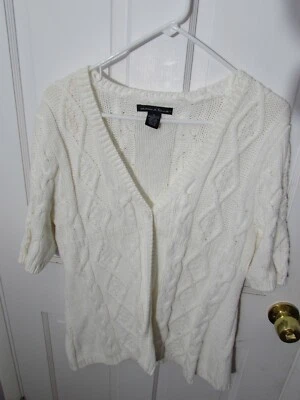 Suéter Marina Luna Blanco Algodón Mezcla Acrílico Mujer Talla XL Cárdigan Tejido con Cable Foto 1 de 4