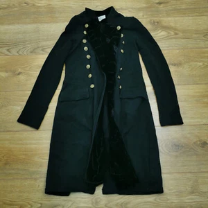 Denim & Supply Ralph Lauren Long Officer Coat Womens S Black Trench Military - Picture 1 of 7