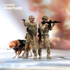1/87 Soldado de Estados Unidos Policía Perro Accesorios Escena Miniaturas Figuras para Coches Vehículos Juguetes - Imagen 1 de 16