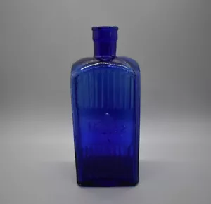 Admiralty 6.5" Poison Bottle 16oz Cobalt Blue English Navy Crow's Foot Arrow N - Picture 1 of 11