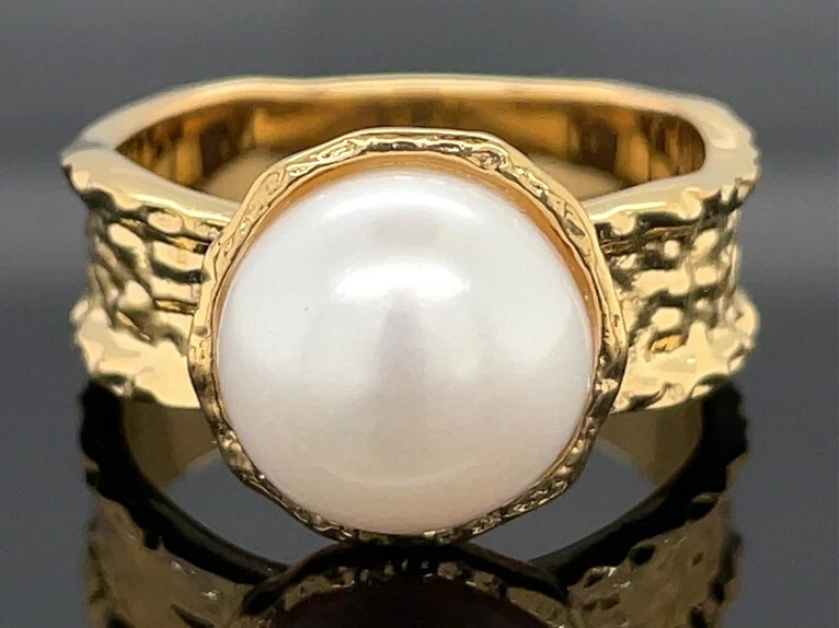 RING GR.17 (CA.53) 925/-SILBER VERGOLDET MIT MABE PERLE  SCHMUCKJAGD - Bild 1 von 3