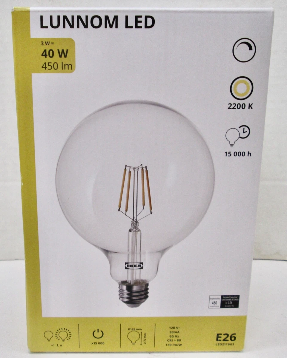 IKEA LUNNOM LED電球 400lm E26 18個セット LUNNOM LED bulb E26 450 lumen, dimmable/globe clear glass, 5