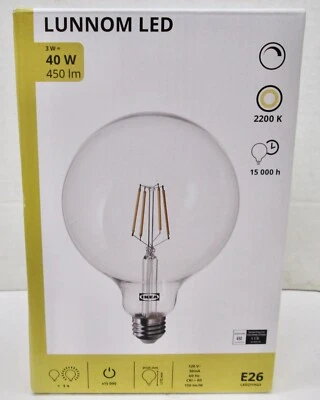 New IKEA LUNNOM LED Bulb E26 450 Lumen Dimmable/globe Clear Glass  5" 405.393.76 - Image 1 of 2