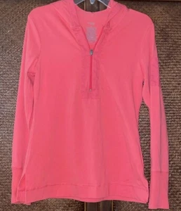 Danskin Now Very Soft Half Zip-Up Hoodie Coral cotton spandex  M 8-10 thumb hole - Picture 1 of 5