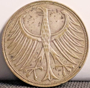1958 Germany 5 Deutsche Mark 11.2g Silver 0.625 - Picture 1 of 2