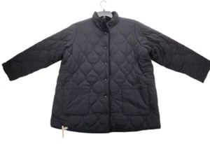 Style & Co Plus Size Reversible Quilted Sherpa jacket women deep Black    J147 - Picture 1 of 6