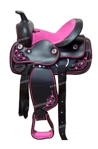 Pink  & Black Western Cordura Trail Synthetic Barrel Horse Saddle Size 10" - 18" - Picture 1 of 5