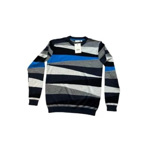 Never Lose Hedge Men's Sweater Knit Asymmetrical Stripe Medium - Picture 1 of 4