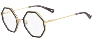 Chloe Women's Dark Grey/Gold-Tone Octagonal Eyeglass Frames CE2142 036 Italy - Picture 1 of 3