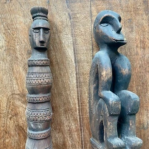 2 Vintage 1960s Tribal Ancestor Figures & Totem Carving Leti  W. Timor Indonesia - Picture 1 of 10