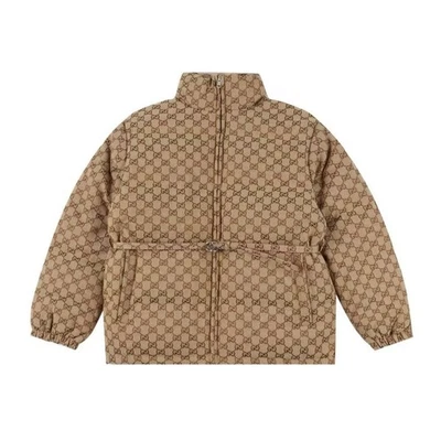 Gucci GG Supreme Puffer Jacket Women Size 36 Beige Brown Monogram Down - Image 1 of 4