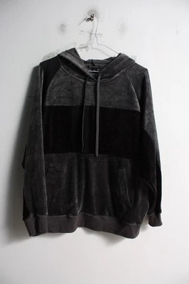 Champion Elite Mujer Terciopelo Sudadera con Capucha Gris Negro - Talla Grande L (G38) Foto 1 de 3