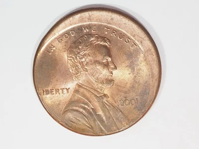2001  Lincoln Memorial Penny, BU, Red, Off Center With Date, O/C, Error - Image 1 of 2