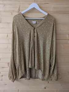 Wrap London Brown Linen Button Bell Sleeve Top Blouse Womens UK20 - Picture 1 of 9