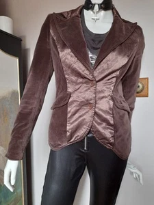Size M/UK 8-10 Killah (from Miss Sixty) chocolate brown velvet satin jacket y2k - Picture 1 of 24