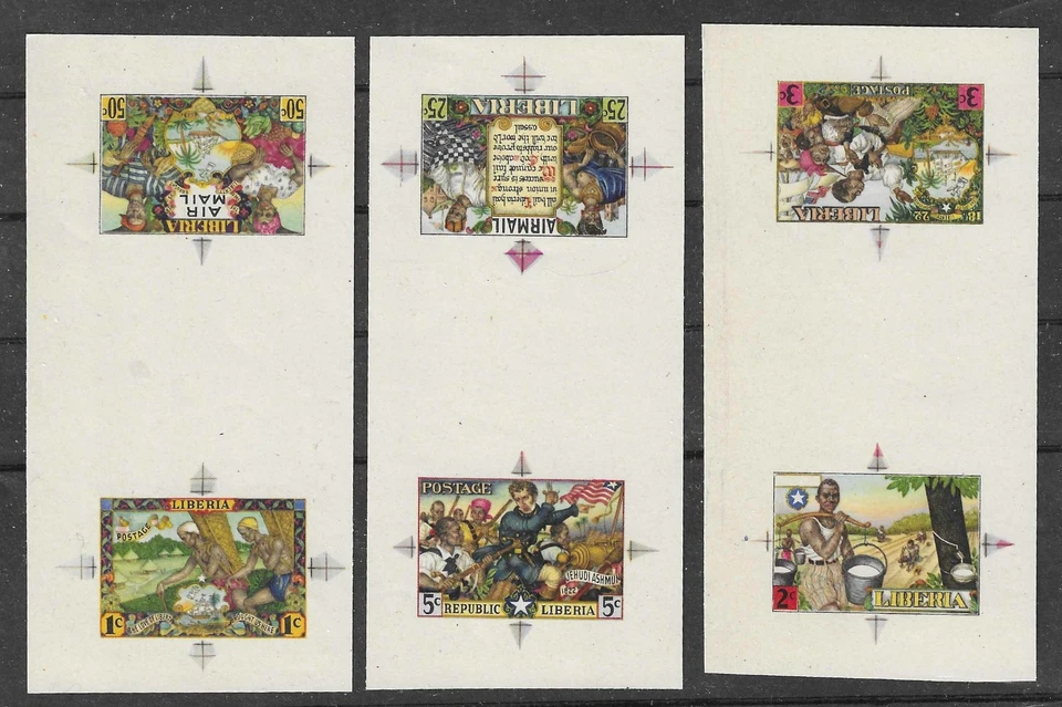 Liberia 1949 Szyk designed Founders issue, LARGE NUMERAL proofs NH #309-12,C63-4 - Image 1 of 1