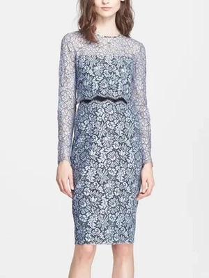 Vestido de cóctel Lela Rose de encaje púrpura azul talla 6 Foto 1 de 4