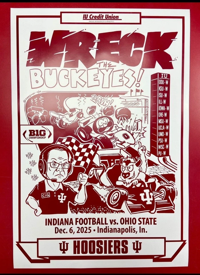 Póster de la semana del juego de fútbol americano Hoosiers de la Universidad de Indiana 2025 - ¡Estado de Ohio! BIG TEN Foto 1 de 1