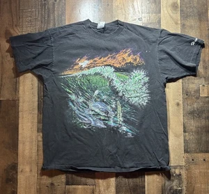 Vintage DOLPHIN Shirt schwarz Wellen Farbflecken Malerhemd Gr. XL oneita - Bild 1 von 6