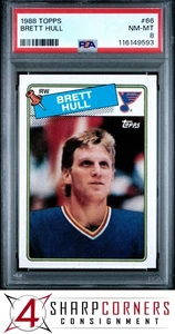 1988 TOPPS #66 BRETT HULL RC BLUES HOF PSA 8 - Picture 1 of 2