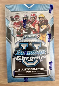 2025 BOWMAN UNIVERSITY CHROME U HOBBY BOX (2 AUTOS) Football Brand New In Hand - Picture 1 of 2