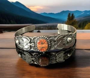 Navajo Lorenzo James Thunderbird Inlay stachelige Auster Sterlingsilber Armband Vintage - Bild 1 von 12