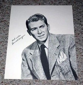 Vintage RONALD REAGAN Art Print Sketch w/printed signature 11x14 - Picture 1 of 1