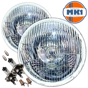7" DOMED CLASSIC CAR SEALED BEAM HEADLAMPS HEADLIGHTS HALOGEN H4 CONVERSION LHD - Picture 1 of 1
