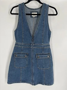 FOREVER 21 abito maglione donna blu denim taglia S zip preppy scuola ragazza Y2K - Foto 1 di 11