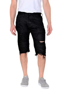 Smoke Rise Men's Slim Fit Engineered Denim Shorts Black - Picture 1 of 2