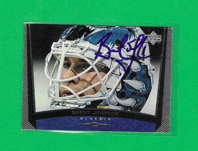 Tarjeta de autógrafo de novato Brent Johnson 1998-99 cubierta superior St. Louis Blues Foto 1 de 1
