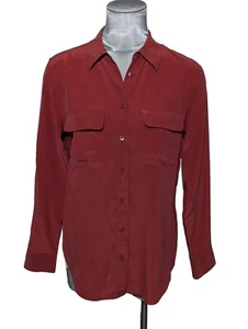 Blusa Equipment Mujer Ajustada Firma Manga Larga Seda Talla Pequeña Nueva con Etiquetas - Imagen 1 de 15