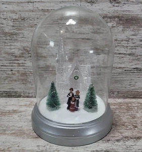 CHRISTMAS TABLE TOP DECOR. Light Up Church Cloche Globe - Picture 1 of 12