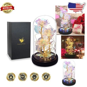 Regalo Rosa Eterna de Lujo en Cúpula de Vidrio con Luces LED - Decoración Romántica del Hogar - Imagen 1 de 12
