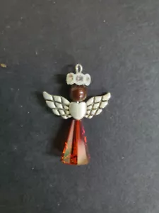 C.A. Ciondolo Angelo Placcato Argento 1,25" con Cristallo e Perla Swarovski (CA63) - Foto 1 di 2