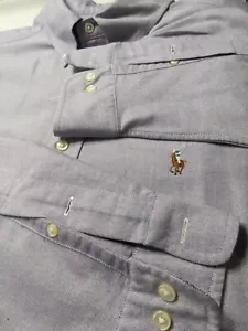 Men's RALPH LAUREN YARMOUTH Shirt Size 16.5 34/35 Blue Dress Shirt 100% cotton - Picture 1 of 5