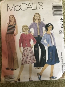 McCalls 4179 Mädchen/Mädchen Plus Strickjacke, Top, Hose und Rock 7-8-10 Neu ungeschnitten - Bild 1 von 1
