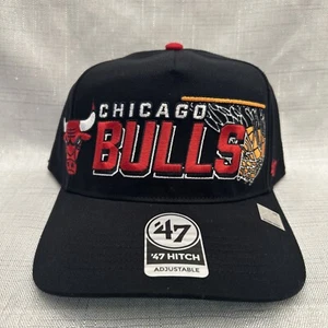 NWT '47 Brand Chicago Bulls Retro Wave Logo Black Hitch Snapback Hat - Picture 1 of 5
