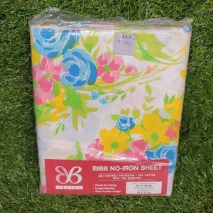 Vtg Bibb Aster Bed Sheet One Double Size Flat ! Needs Hemming ! 81"x104" - Picture 1 of 12