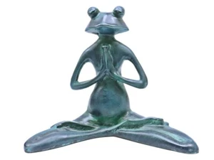 Zen Meditating Frog Statue Aluminum Metal Indoor/Outdoor Garden Decor Sculpture - Picture 1 of 4
