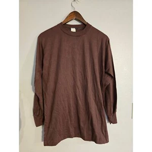 Vintage Brown Sportswear Shirt Medium Long Sleeve Crewneck Blank - Picture 1 of 6