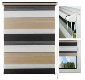 Doppelrollo Klemmfix ohne Bohren Blickdicht Farbe: Cappuccino - Bild 1 von 50