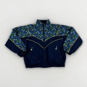 Vtg Kaelin Track Jacket Womens S Blue Geometric Zip Up 90s Y2K Windbreaker Coat - Picture 1 of 7