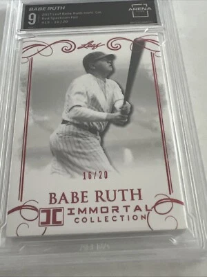 2017 Leaf Babe Ruth #19 Immortal Collection RED FOIL /20 GRADED ARENA CLUB 9 MNT - Image 1 of 4